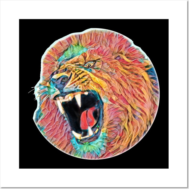 Lion's head colorfully Wall Art by UMF - Fwo Faces Frog